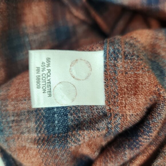 Rowm Mens Size LT Brick Red Plaid Button-Down Shirt 55% Polyester 45% Cotton - Picture 5 of 10